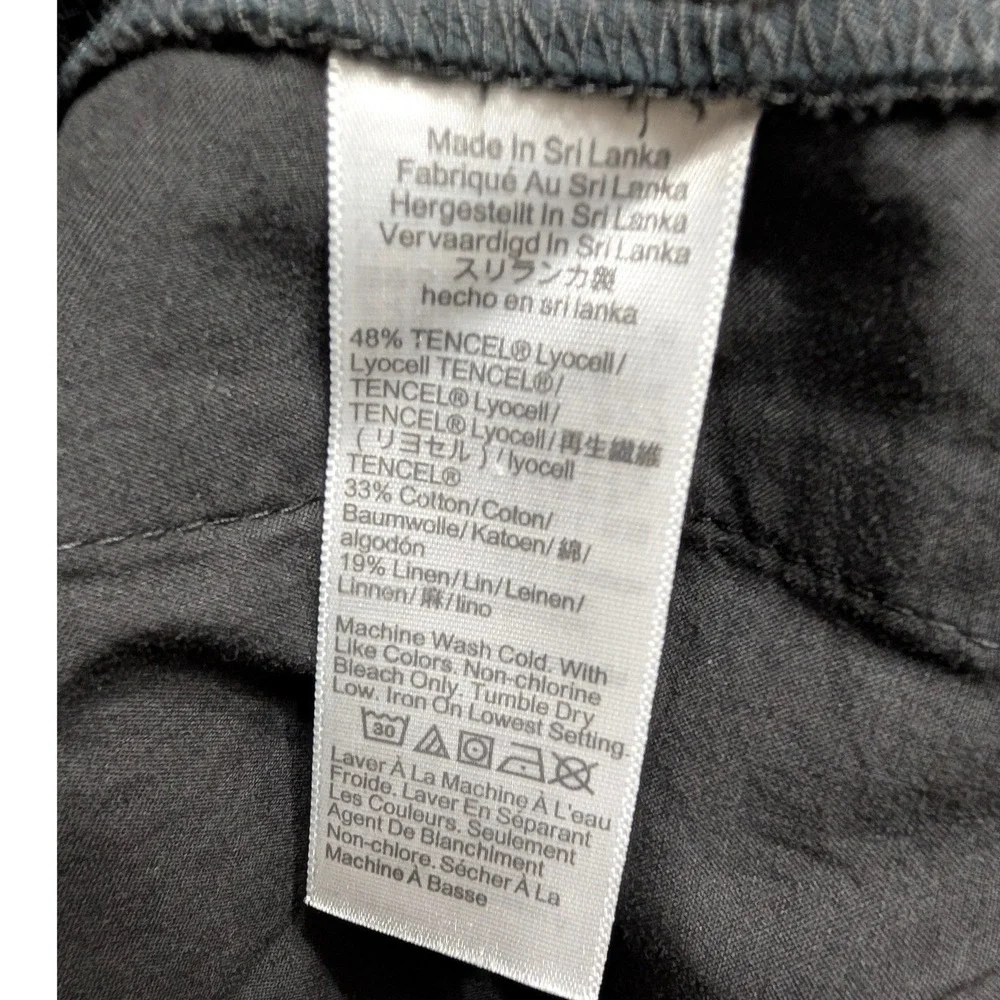 Madewell Barrel-Leg Trouser Pant Black Drapey Twill Lyocell Linen Pleated Size 8